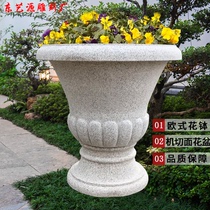 Stone flowerpot European stone flowerpot outdoor courtyard garden large flowerpot natural marble sculpture ornaments