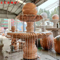 Marble feng shui polo garden outdoor courtyard fish pond stone sculpture fountain flowing water decoration Villa Zhaocai water landscape sculpture