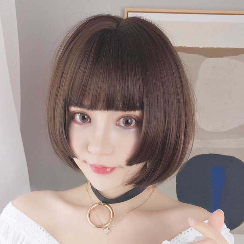 Wig female short hair net red bobo head Korean bobo head princess cut round face Ji hair style temperament repair face clavicle hair