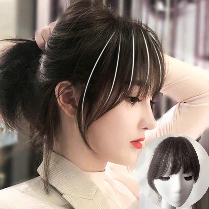 Net red natural realistic air bangs wig female real hair French comic bangs without marks fluffy ultra-thin hair slices