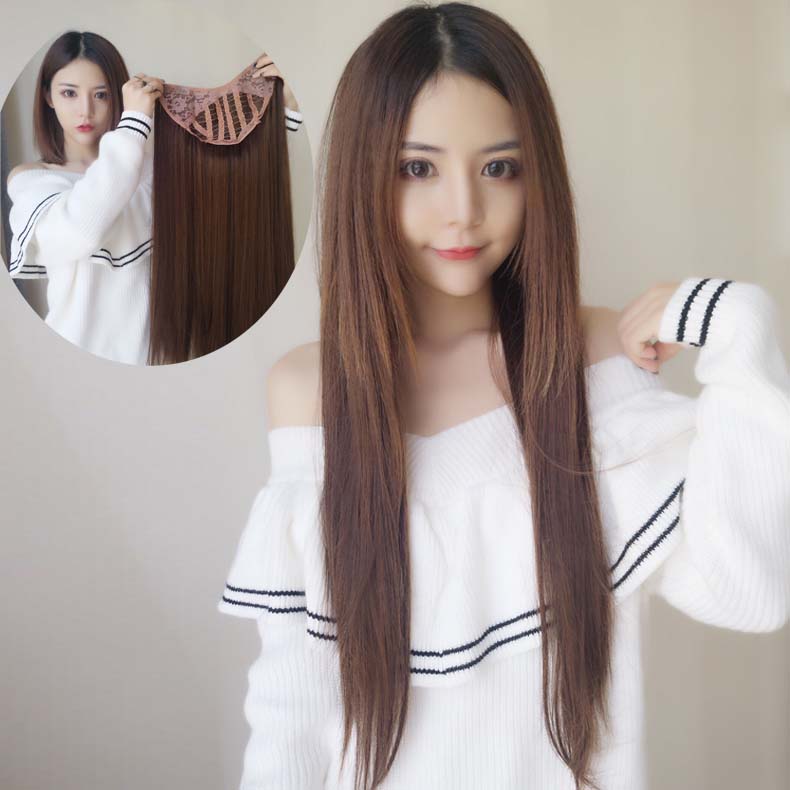 Wig female long straight hair one piece natural wig piece without marks invisible realistic simulation thick hair extension piece to long hair