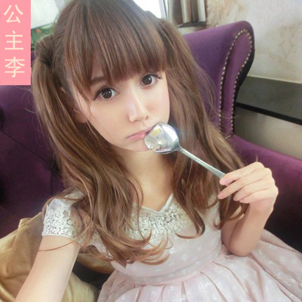 Princess Li wig Velcro self-adhesive ponytail Japanese wig He Miao double ponytail