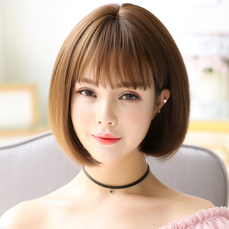 Wig Female Thin Air Bangs Wave Hair Wig Female Short Hair Korean