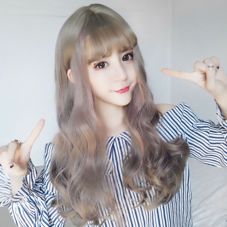 Wig Female Long Wavy Hair Air Bangs Natural Realistic Fluffy Large