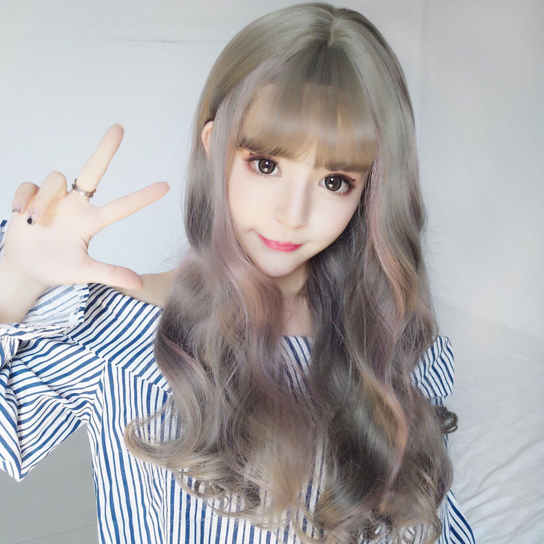 Wig Female Long Wavy Hair Air Bangs Natural Realistic Fluffy Large