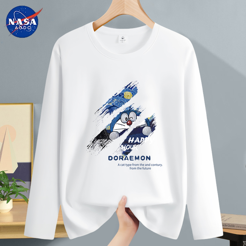 Nasa Co-Branded Pure Cotton Long-Sleeved T-Shirt for Boys 2026 New Style Youth Spring and Autumn Trendy Brand White Sweatshirt Base Shirt t Nasa Co-Branded Pure Cotton Long-Sleeved T-Shirt for Boys 2026 New Style Youth Spring and Autumn Trendy Brand White Sweatshirt Base Shirt t