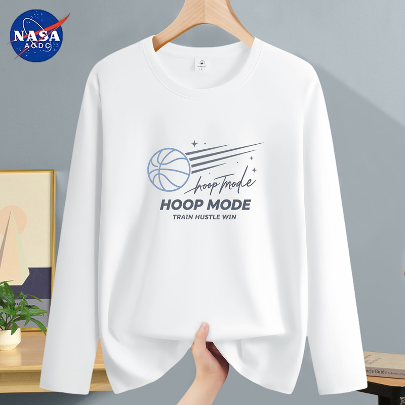 Nasa Heavyweight Pure Cotton Long-Sleeve T-Shirt for Men 2026 New Model Youth Loose White Creative Print Base Shirt Trendy T-Shirt Nasa Heavyweight Pure Cotton Long-Sleeve T-Shirt for Men 2026 New Model Youth Loose White Creative Print Base Shirt Trendy T-Shirt