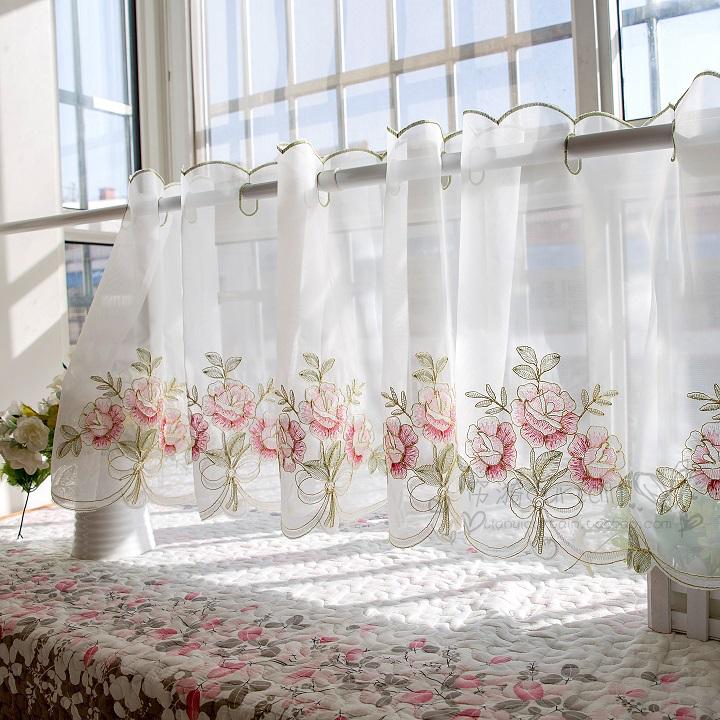 Yanran embroidery half curtain coffee curtain beautiful finished small short curtain partition curtain kitchen curtain gauze door curtain cabinet curtain