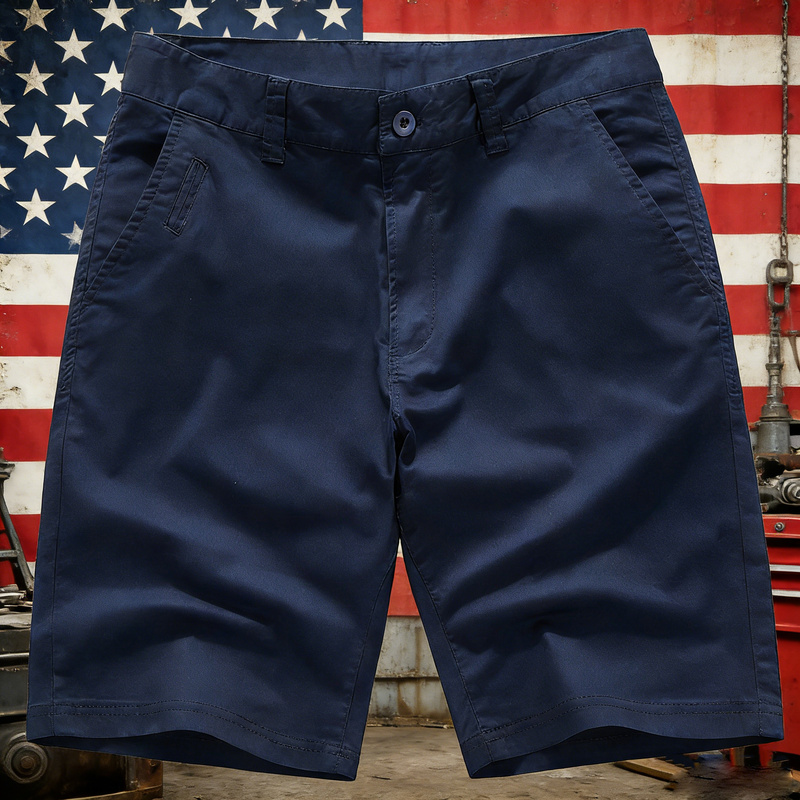 European Style Heavyweight Pure Cotton Shorts for Men, Summer Suit Five-Point Pants, Straight Loose Fit, Large Size, Business Casual Workwear Mid-Length Pants