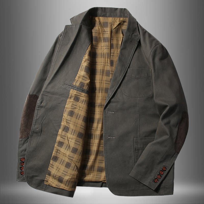 2021 spring men's casual suit men loose large size cotton washed suit Casual single west business jacket men