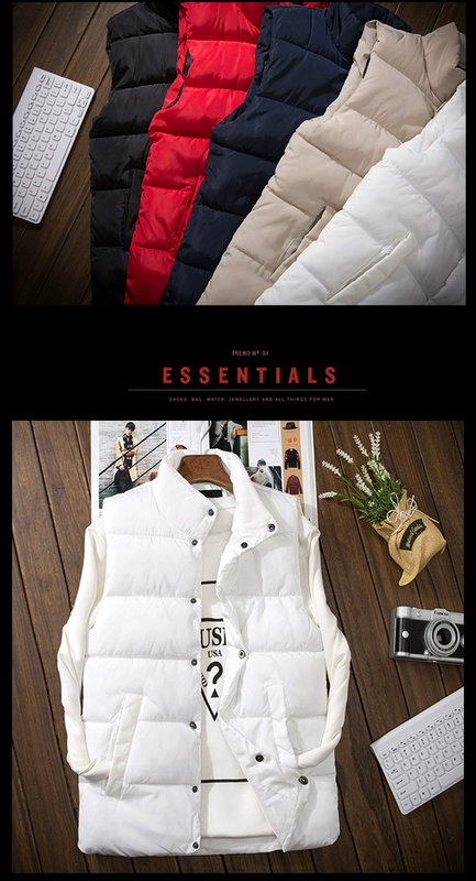 Áo vest nam cotton dày ấm áp mùa thu và mùa đông thủy triều Hàn Quốc của cổ áo mỏng vest nam vest vest khoác vest nam