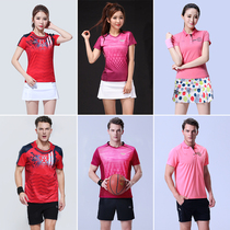  Badminton suit suit mens and womens short-sleeved tops quick-drying tennis clothes competition uniform custom sports culottes summer