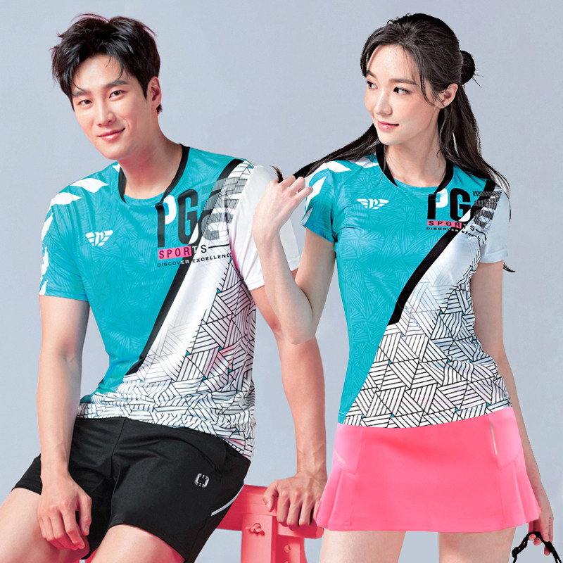 Han Edition Badminton Sportswear Suit Fashion V Collar Tennis Suit Jacket Custom Speed Dry Breathable Short Sleeve T-shirt-Taobao