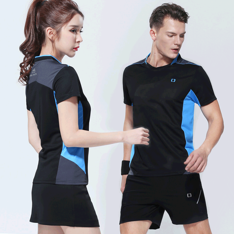 New South Korea Badminton Sportswear Suit Women Lovers Short Sleeve Tennis Skirt Pants Play Speed Dry Men's Summer Group Purchase