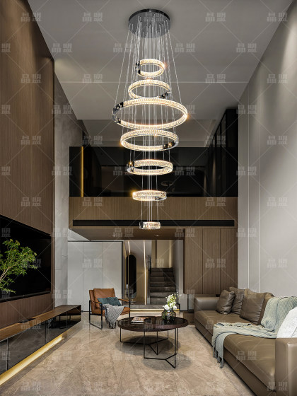 2026 New Light Luxury Crystal Chandelier for Villa Living Room, Large Chandelier for Open Space, Modern Simple Staircase Long Chandelier