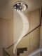 Modern Minimalist Duplex Spiral Staircase Long Chandelier Light Luxury Curved Moon Crystal Lamp Villa Open-Air Living Room Large Chandelier