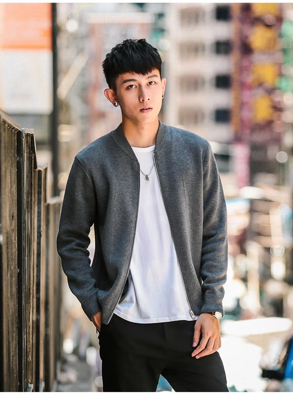 Vải huyền thoại cổ áo bóng chày áo len nam áo len cardigan phiên bản Hàn Quốc của xu hướng tự tu luyện áo len dòng quần áo thủy triều