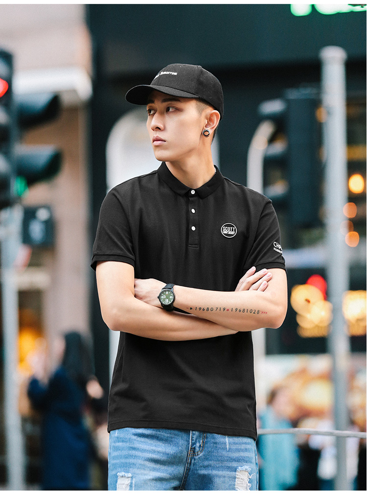 Vải Huyền thoại Trắng Nhỏ Áo sơ mi cộc tay POLO Áo sơ mi ngắn tay nam Giới trẻ mùa hè Thanh mảnh nửa tay áo thun áo polo trắng