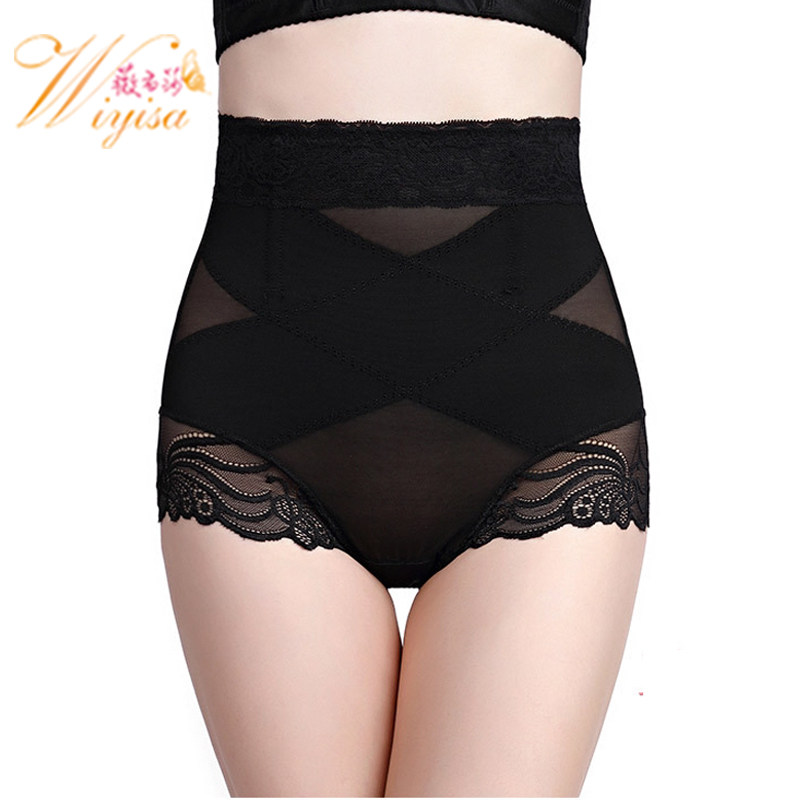 Thin lace breathless mesh without trace cotton triangles female belly and waist hips small waist beauty shape pants