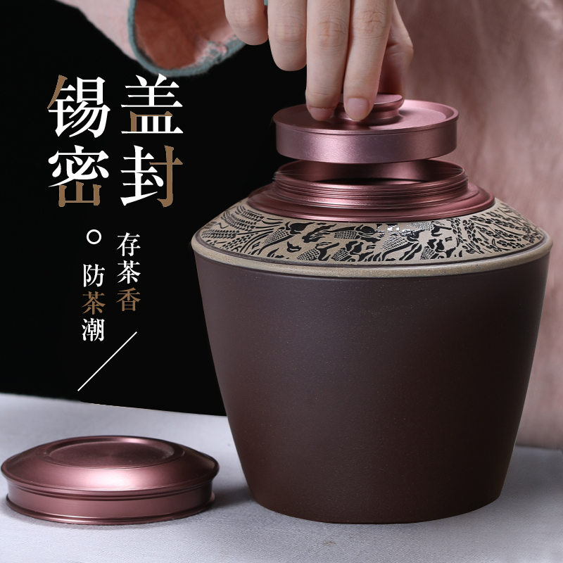 Small Green Mandarin Gift Box Packaging Purple Sand Tea Leaf Jars Tea Packaging Box Semi catty Ceramic Mid Autumn Sealed Jar