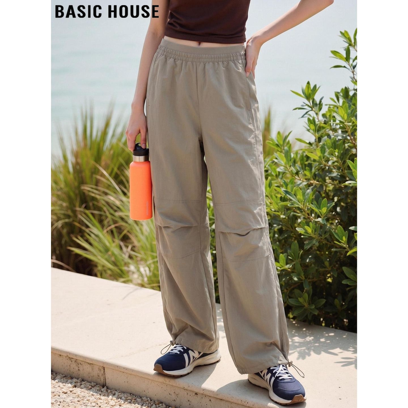 Basic House/Baijiahao American-Style Khaki Work Pants for Women, Summer Thin Sports Style High-Waisted Straight Pants