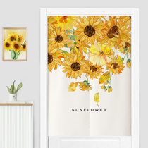 Nordic Sunflower Bedroom Door Curtain Home Free Stiletto Partition Curtain 2021 New Curtain Living-room Fabric Semi-Curtain