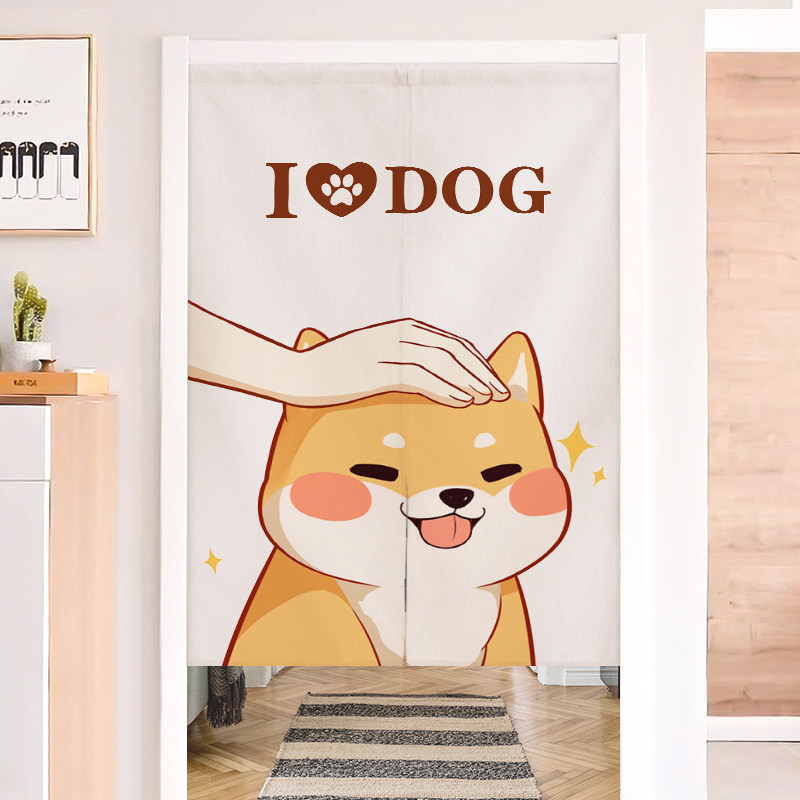 Cartoon animal door curtain fabric home bedroom partition window cute kitchen half curtain hanging curtain toilet free punching curtain