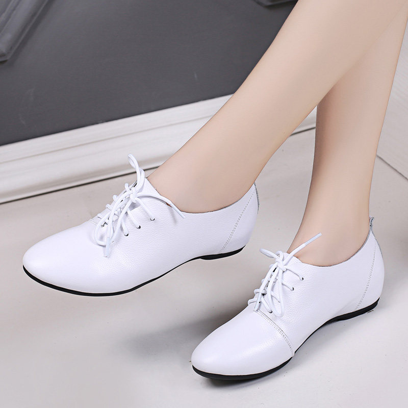 2022 new spring and autumn heightening women's shoes wedge heel leather Korean version of the small white shoes flat all-match single shoes small leather shoes