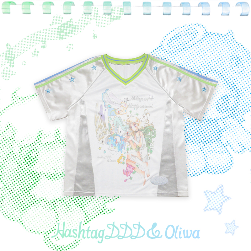 Hashtag Ddd Original Millennium Y2K Dream Core Star Raglan Ollie Frog Collaboration Patchwork Short Sleeve Jersey