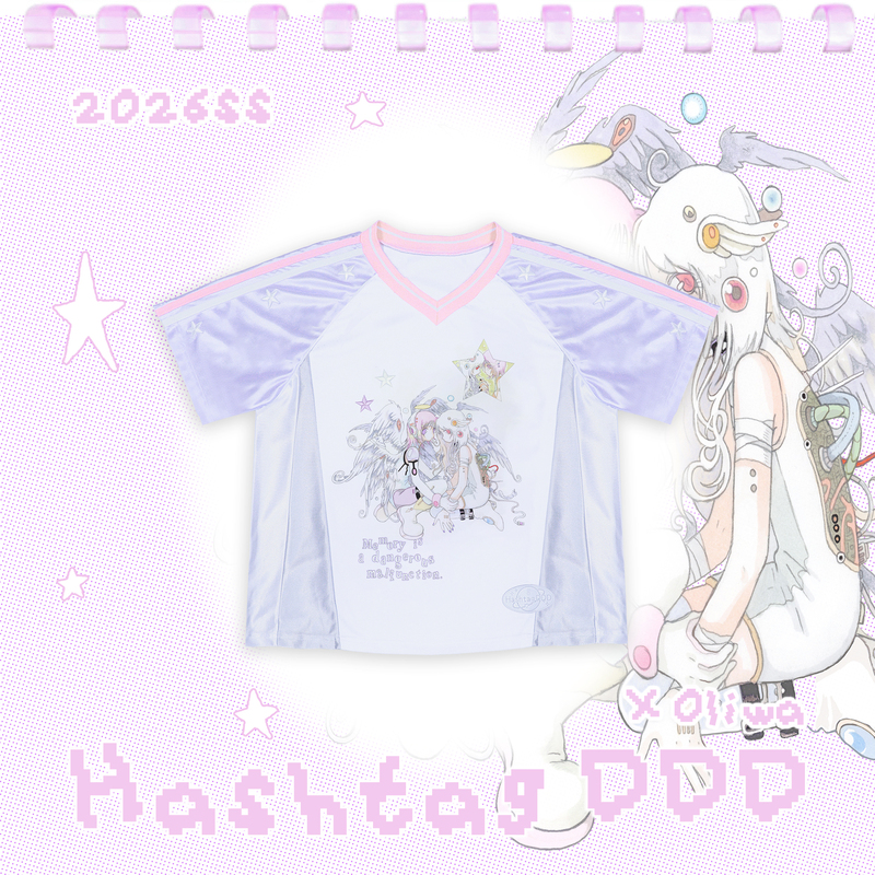 Hashtag Ddd Summer Millennium Y2K Dreamcore Sweet Cool Sports Star Ollie Frog Collaboration Patchwork Short Sleeve Jersey