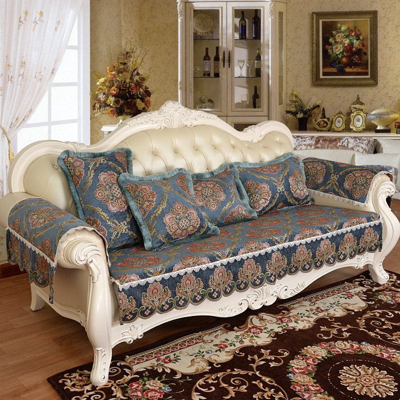 Customized new European sofa mat living room leather sofa cushion back latex anti-slip thickness fabric for four seasons