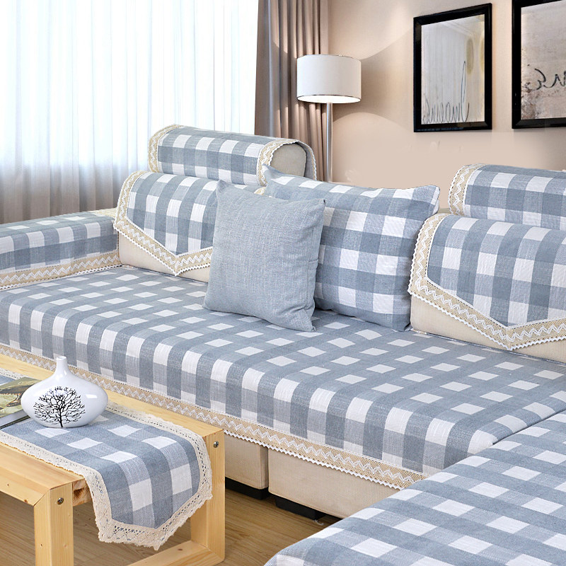 Solid color sofa cushion four seasons universal fabric chenille simple modern non-slip back cover sofa cover towel customization - Taobao