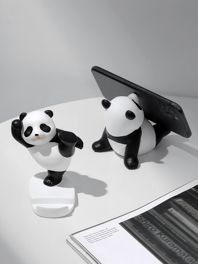 可爱熊猫周边摆件桌面手机支架办公室好物实用创意装饰品生日礼物
