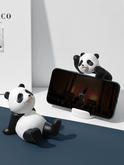 可爱熊猫周边摆件桌面手机支架办公室好物实用创意装饰品生日礼物