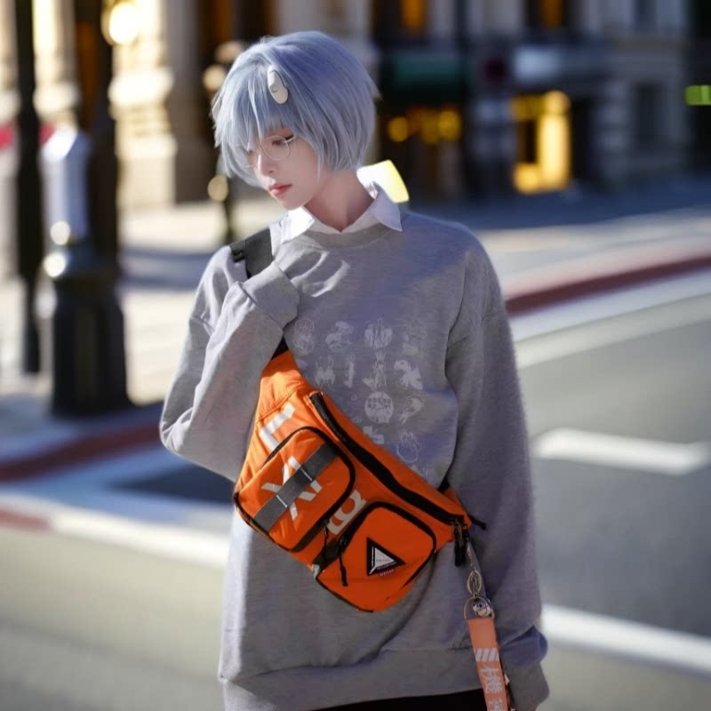 【Authentic】Neon Genesis Evangelion New Retro Single Shoulder Crossbody Bag Plaid Single Shoulder Waist Bag College Chest Bag