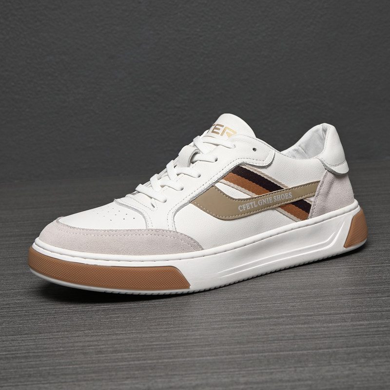 2022 new trendy men's shoes tide brand supreme with the same paragraph spring breathable leather small white shoes deodorant flat shoes