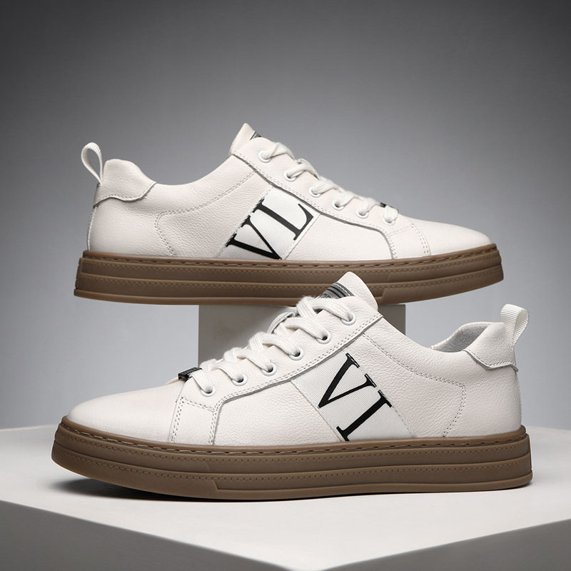 Hong Kong Supreme same trendy brand men's leather white shoes all-match men's board shoes soft-soled leather shoes 2021 hot style