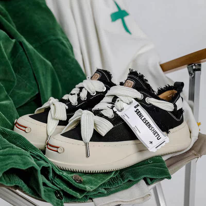 Hong Kong's supreme Tan Jian times the same open laugh canvas shoes men and women thick bottom couple wild casual men's shoes