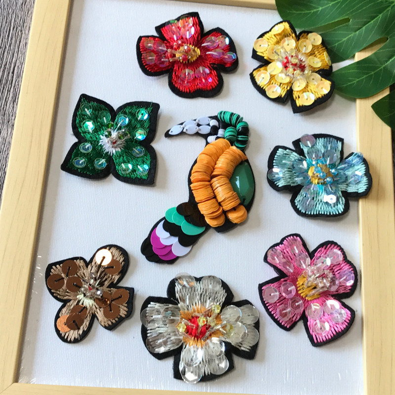 Explosive handmade nails flying bird beads 6-color fabric stickers clothes denim socks DIY decoration hole stickers