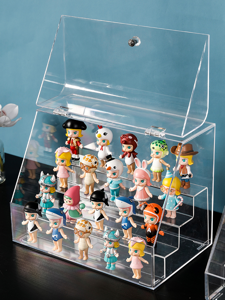 Desktop Hand-run Storage Box Blind Box Doll Bubble Mart Shelf Dust Cover Acrylic Transparent Car Model Box