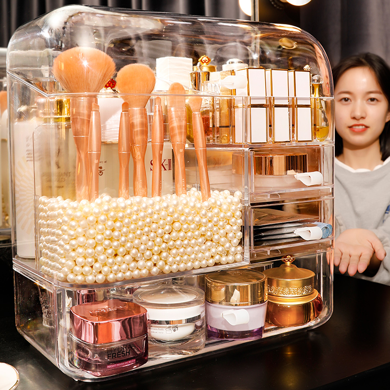 Net red cosmetics storage box desktop acrylic makeup brush barrel dressing table lipstick skin care products finishing rack