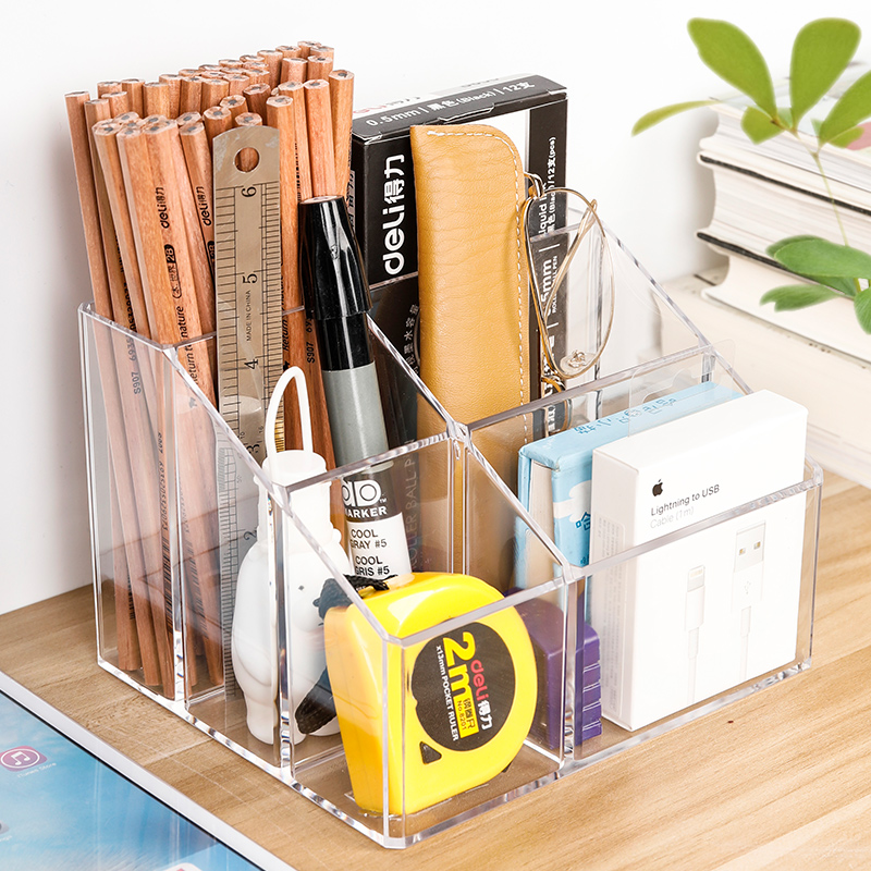 Pen Holder Student Desktop Female Ins Multifunctional Containing Box Acrylic Pencil Case Lead Pencil Case Nordic Personality Brief