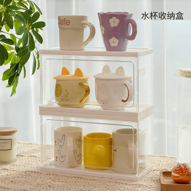 Dust-proof water glass shelving creations Creative tea cups Shelf Home appliances Desktop display shelving glass-cup containing box