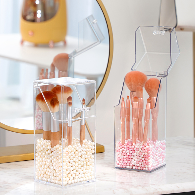 Makeup brush with cover container tube portable dust-proof brushbrowser eyewire pen cosmetics collection box woman