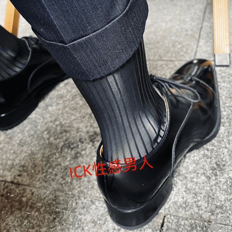 Ick Sexy Men's Mirror Stripe Stockings Sexy Gay Stockings Anti-Slip Suit Sexy Stockings No Logo