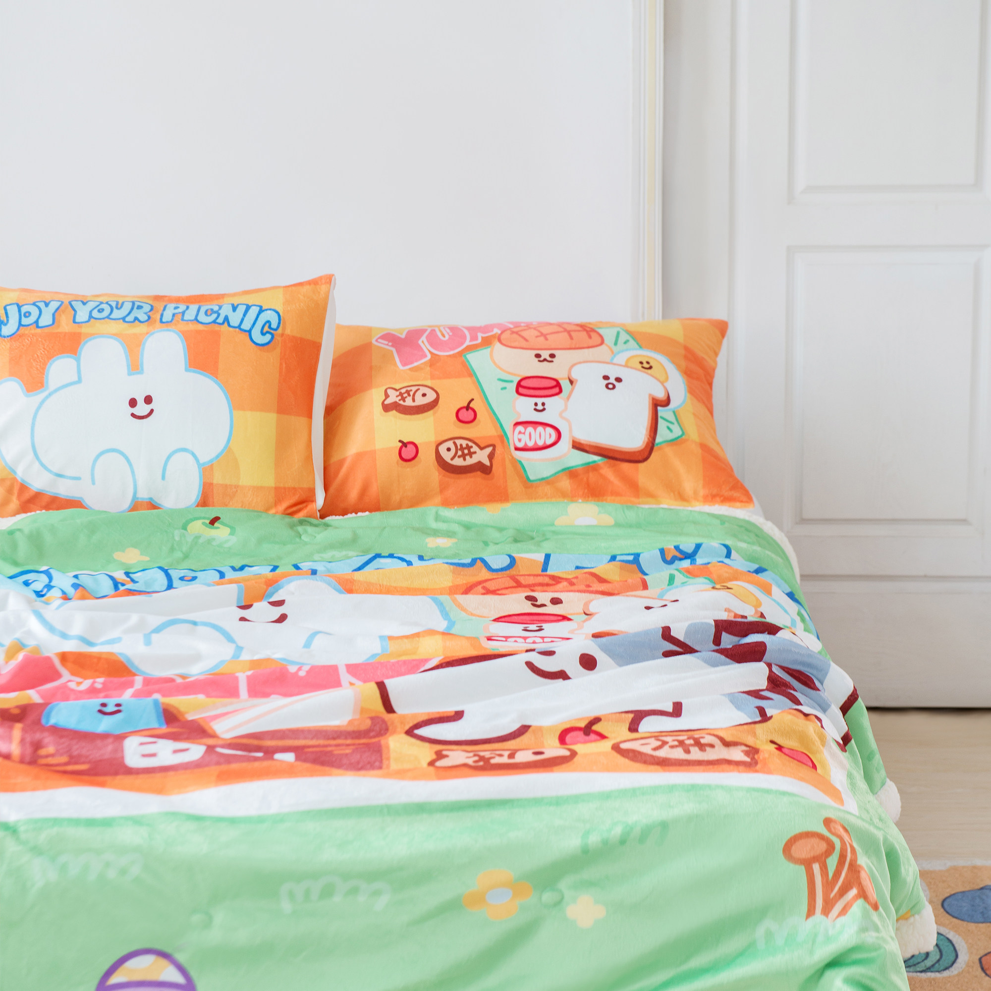 (Rich Mountain Shops) Home Picnic Bar Thicken Warm Afternoon Nap Blanket Soft Cotton Imitation Lamb Suede Blanket