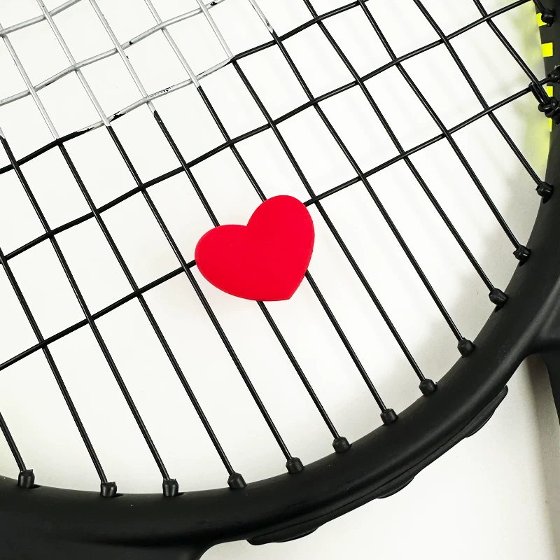 Tennis racket, cute shock-absorbing ecological double-sided cartoon shock absorber with accessories heart shaped, clips included