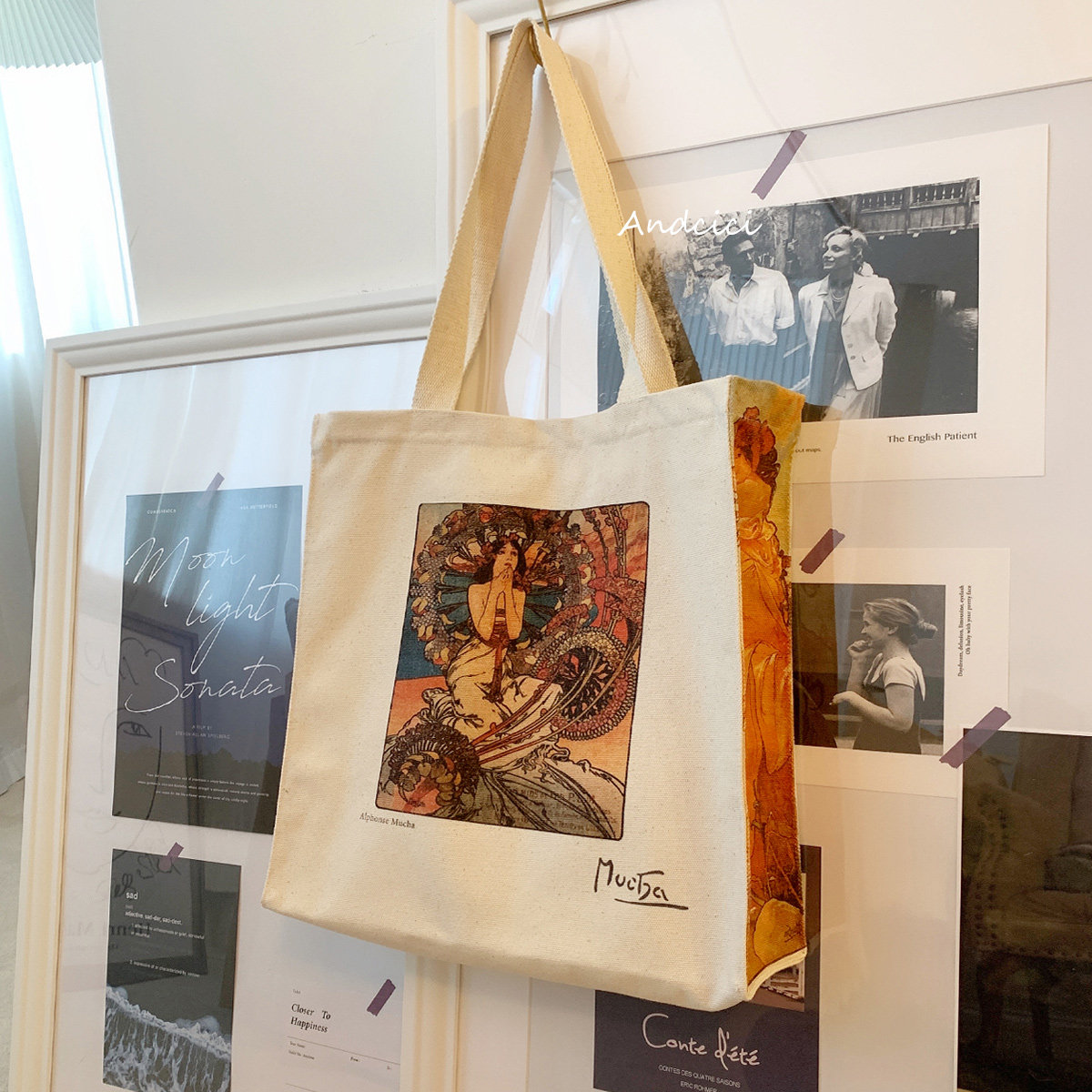 A N D C I C I MUSEUM MUXIA OIL PAINTING SAILS BAG WOMEN SINGLE SHOULDER BAG TOT BAG STUDENT SCHOOL BAG BIG SHOPPING BAG-Taobao