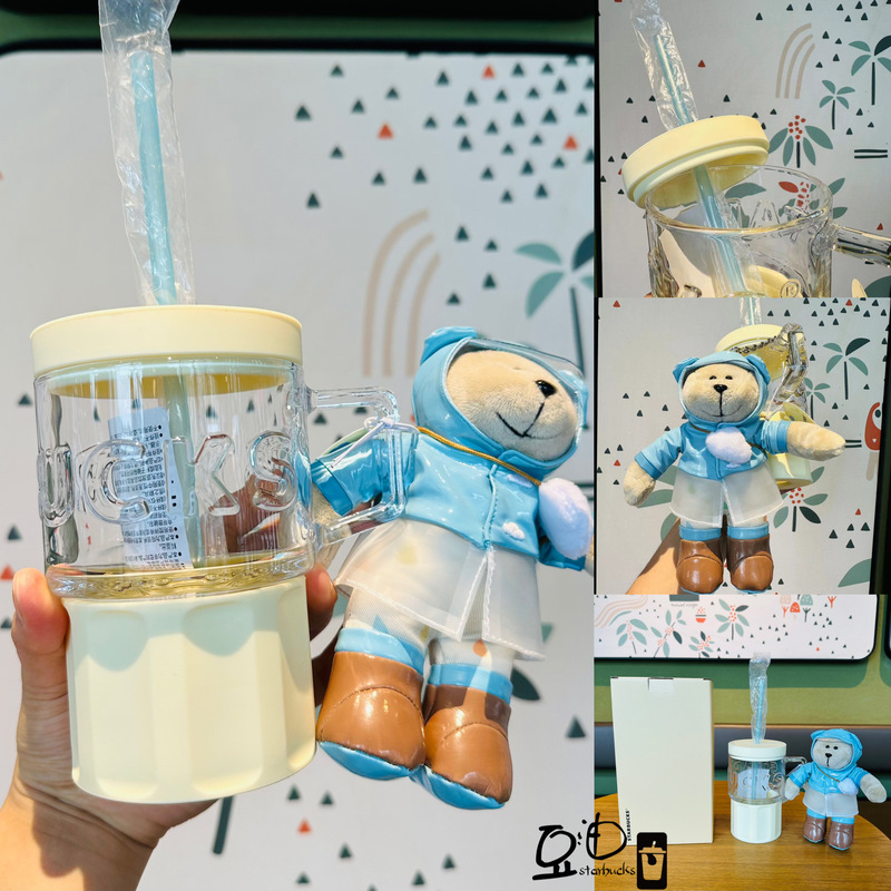 Starbucks Cup 2024 Sunny and Rainy Series Cream Yellow Cute Fresh Desktop Glass Straw Cup with Pendant Starbucks Cup 2024 Sunny and Rainy Series Cream Yellow Cute Fresh Desktop Glass Straw Cup with Pendant