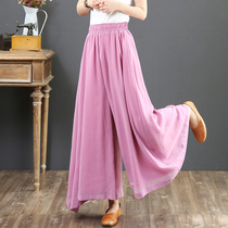 September kaka big code art fairy pants anti-overdraft wide leg pants 2019 summer dress tightness waist length pants 6773